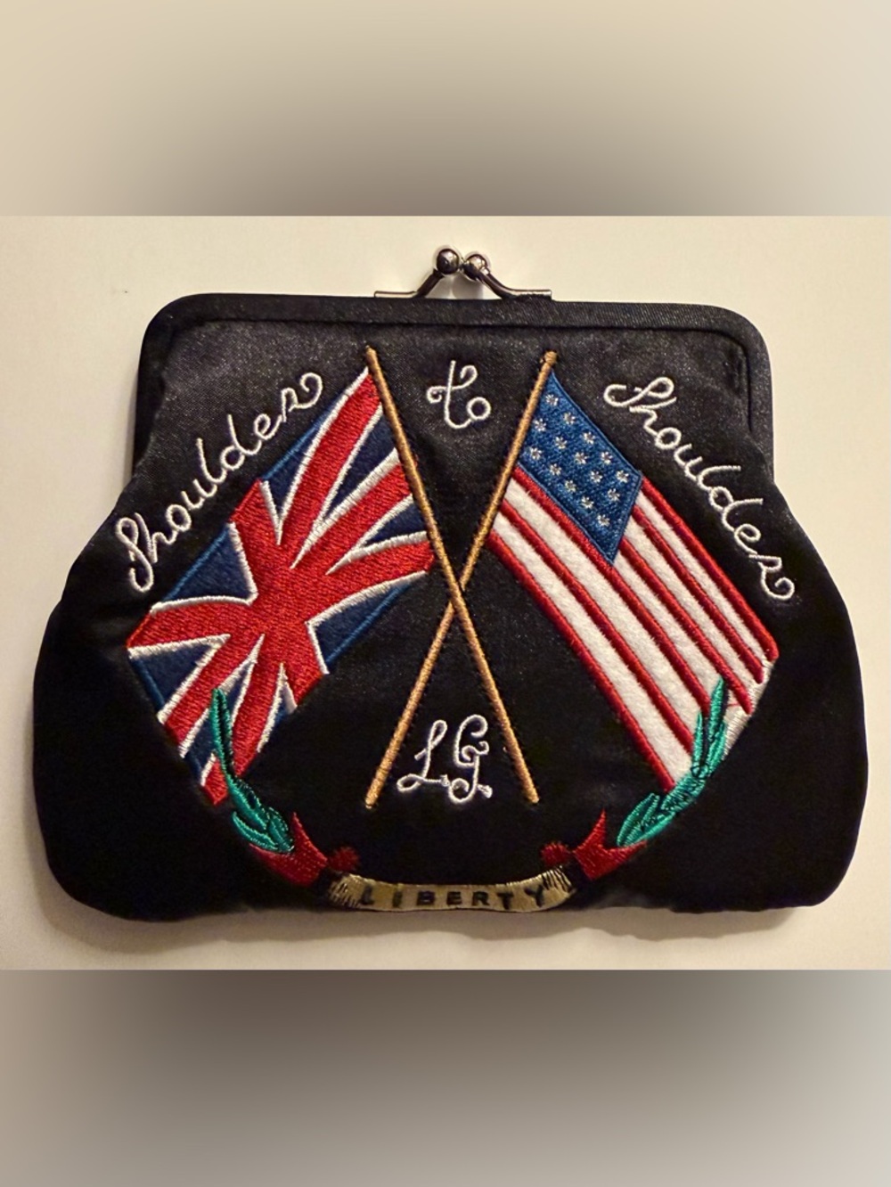 MINT Vintage Lulu Guinness "Flag" Mini Frame Clutch w/ Box